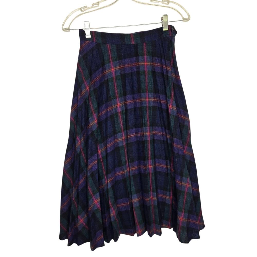 Vintage Womens Preppy Heritage Wool Midi Skirt Plaid Academia Old Money Size 0